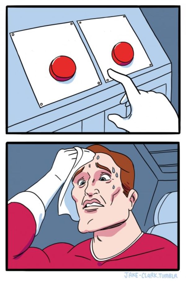 Two Buttons meme about rhode