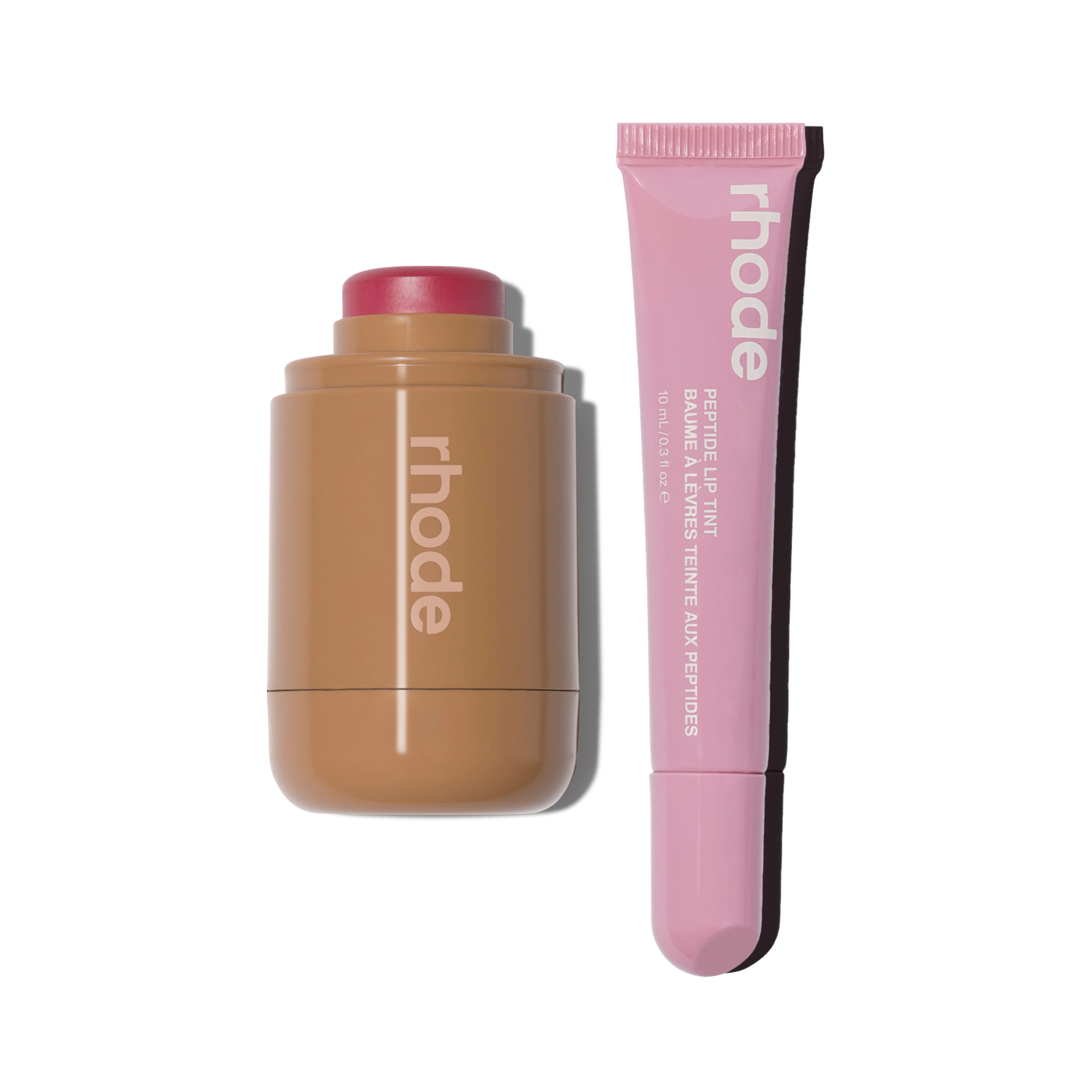 pocket blush teacup and peptide lip tint pretzel