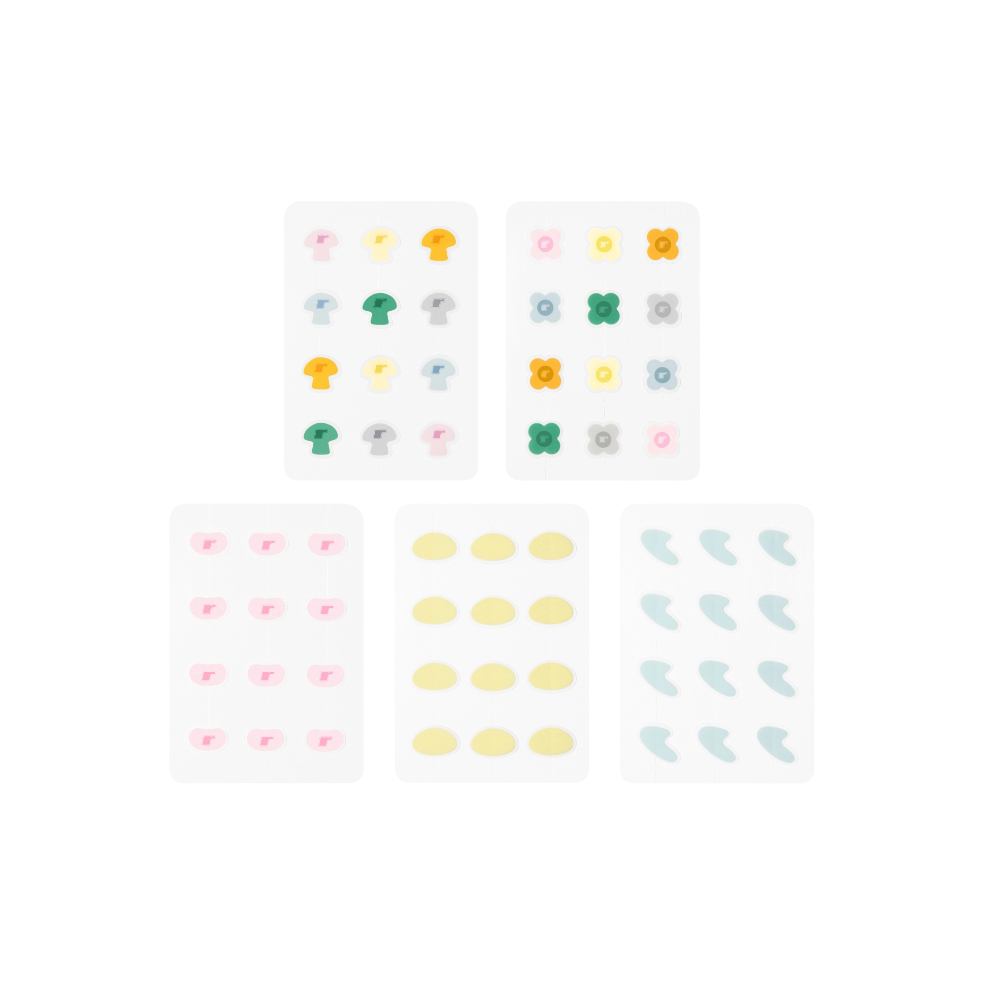 spotwear shroom, daisy, jelly bean, bubble, curve